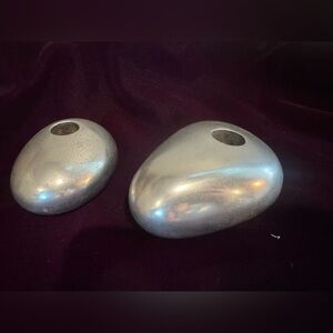 Elegant Silver Stone Candle Holders